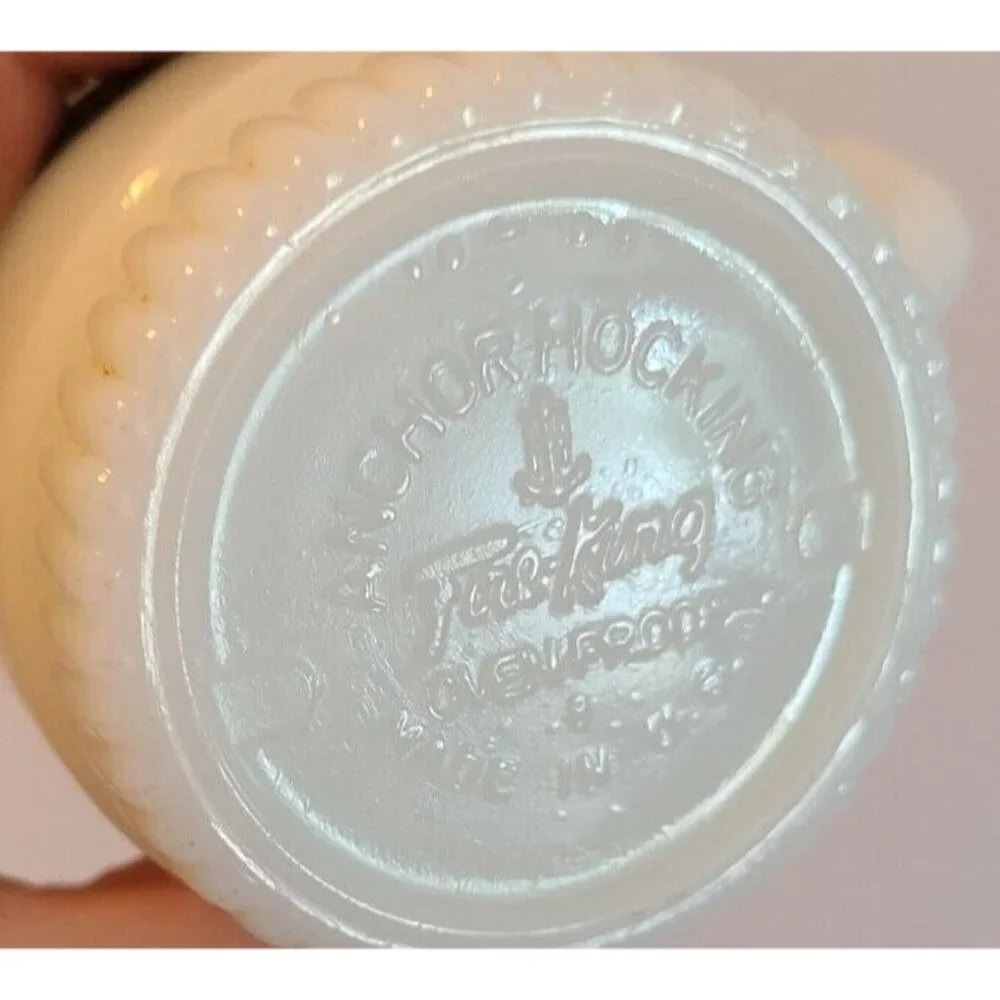 Vintage Anchor Hocking Fire King Milk Glass Advertisement Mug Black River Mining